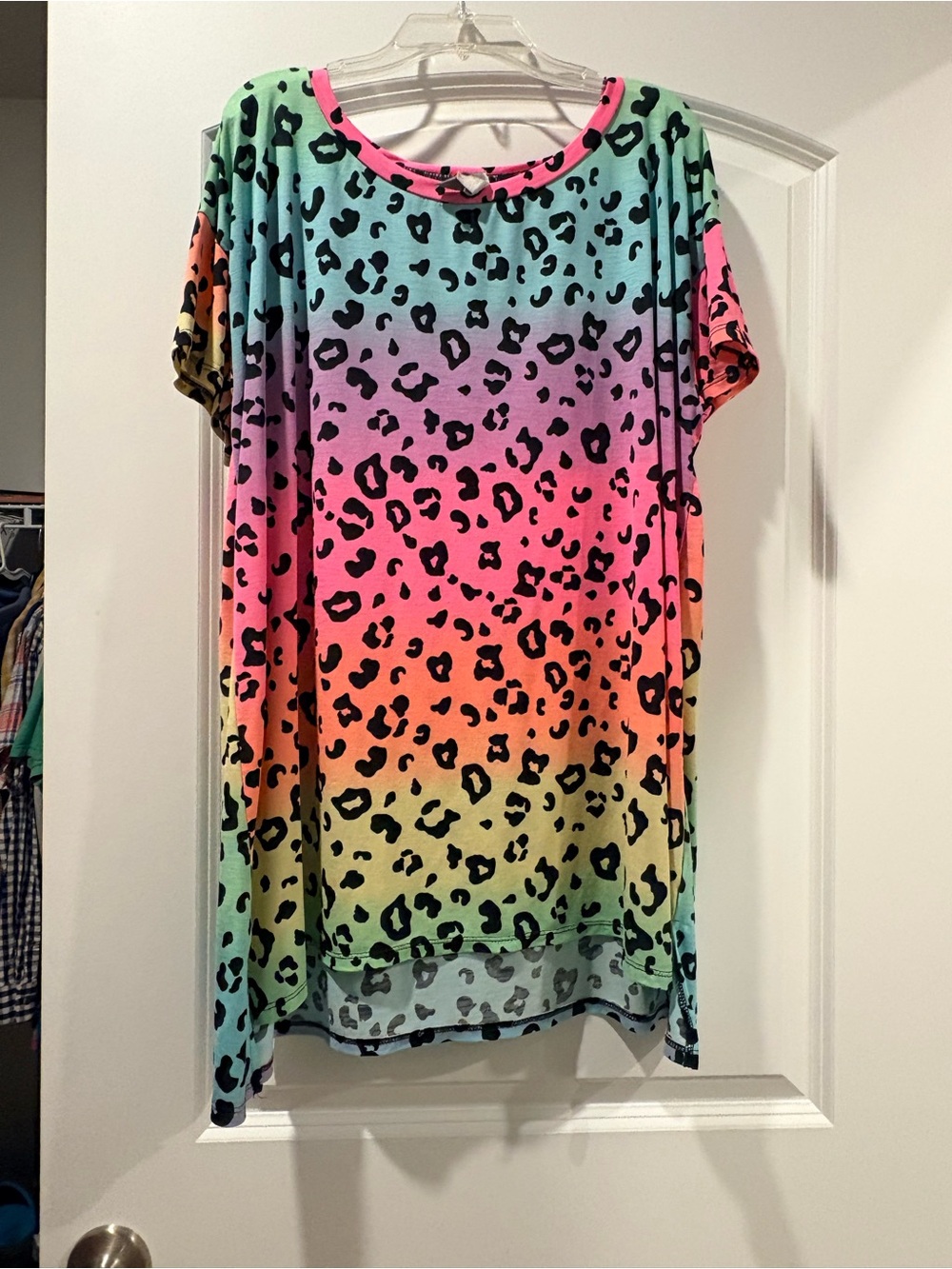 Rainbow Leopard Print Tunic Top
